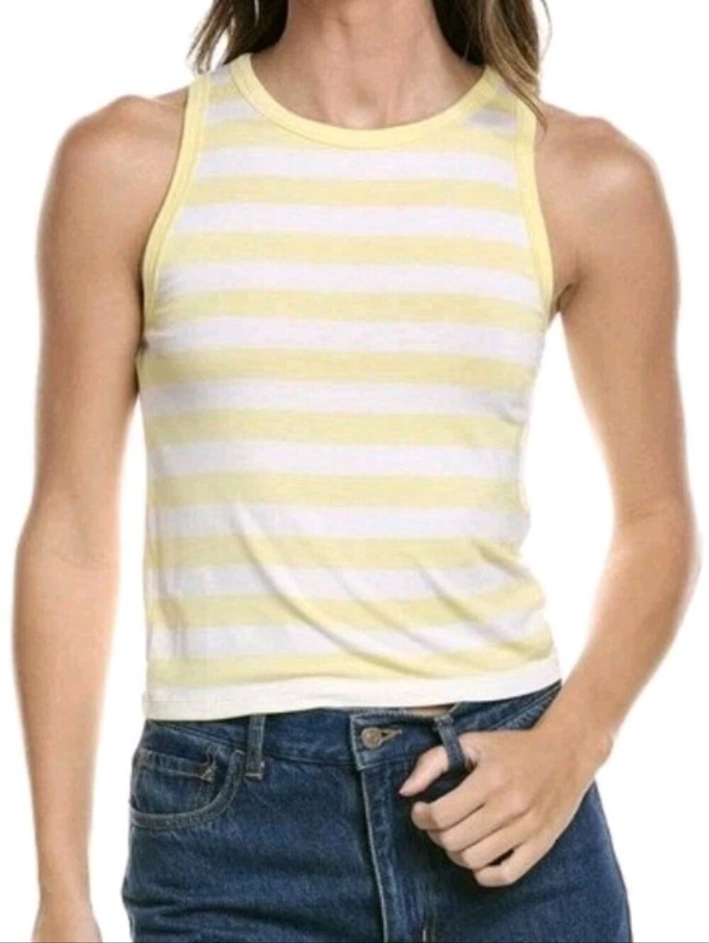 Splendid Size Small Women's Yellow & White Lola High Neck Tank Msrp $48